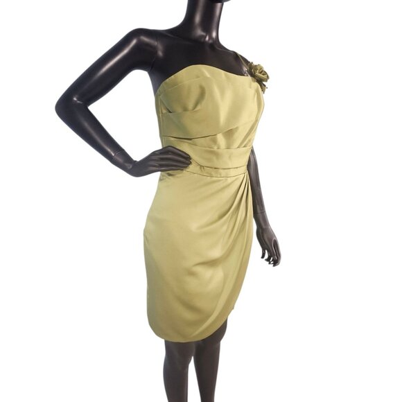 NWOT Moss Satin Fitted One Shoulder Cocktail Dress - Da Vinci - Picture 3 of 8